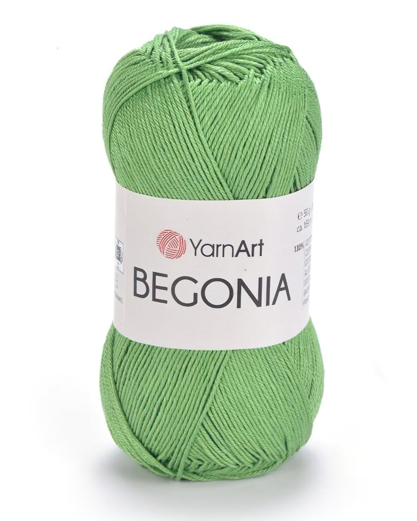 YarnArt Pletací / háčkovací příze YarnArt BEGONIA 6332 trávově zelená, jednobarevná, mercerovaná, 50g/169m