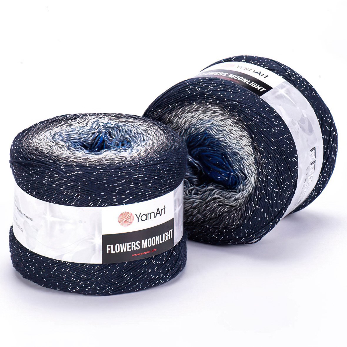 YarnArt pletací / háčkovací příze YarnArt FLOWERS MOONLIGHT 3275 tmavě modrá, melírovaná (duhová), metalické vlákno, 260g/1000m