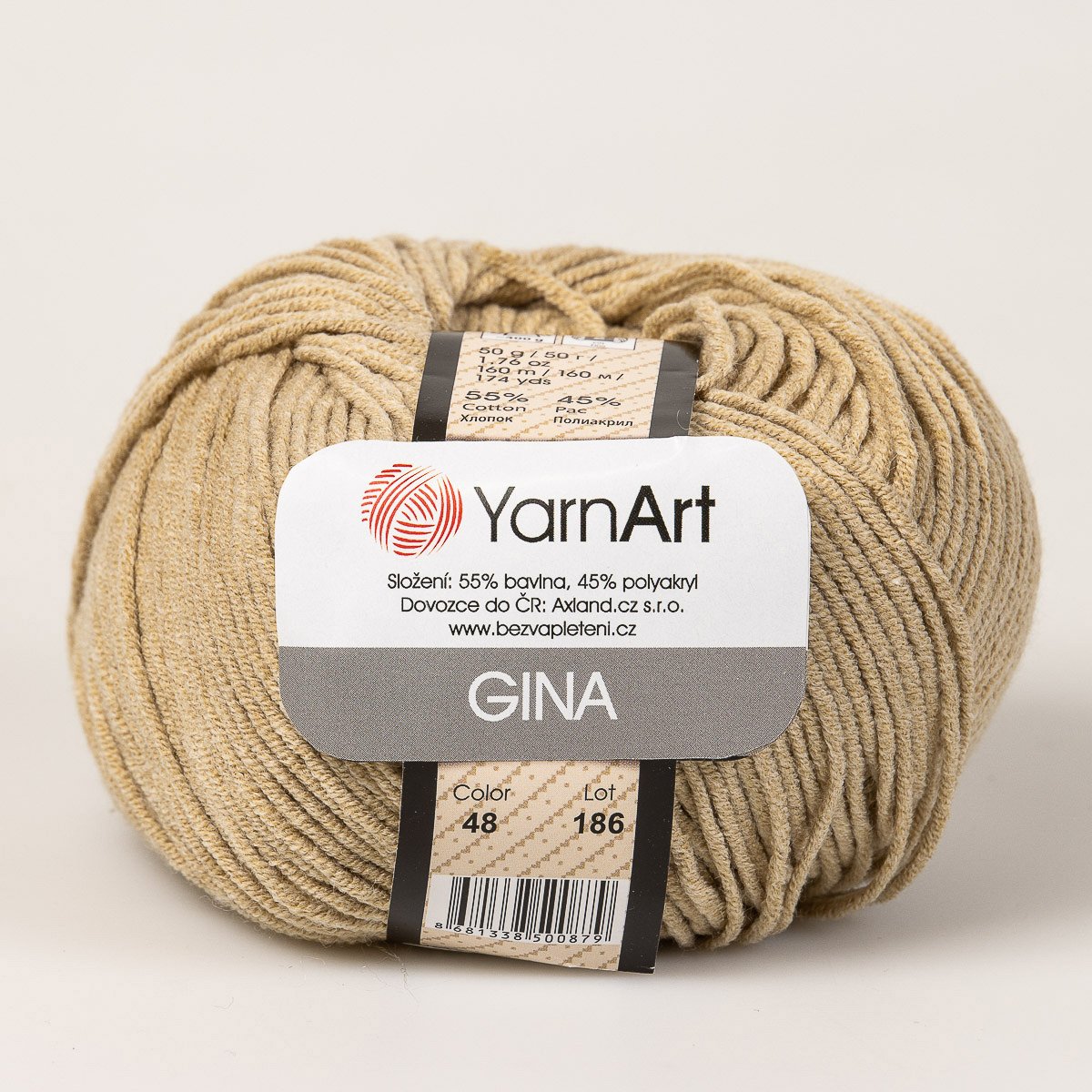 Pletací / háčkovací příze YarnArt GINA / JEANS 48 béžová, jednobarevná, 50g/160m