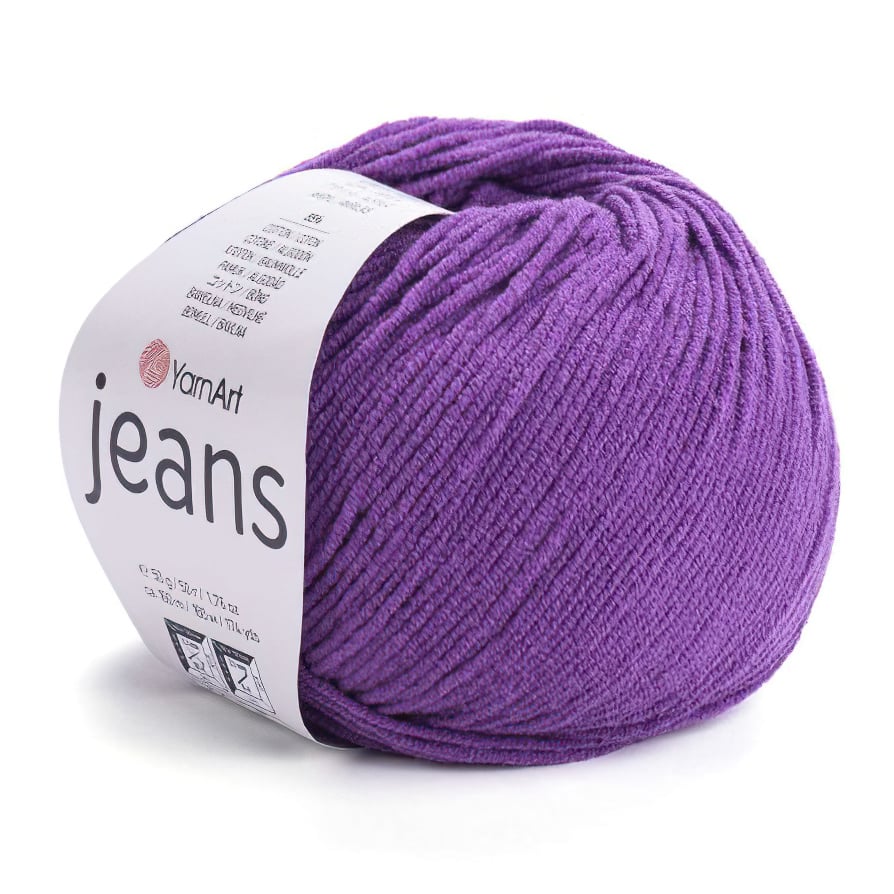 Pletací / háčkovací příze YarnArt GINA / JEANS 50 středně fialová, jednobarevná, 50g/160m