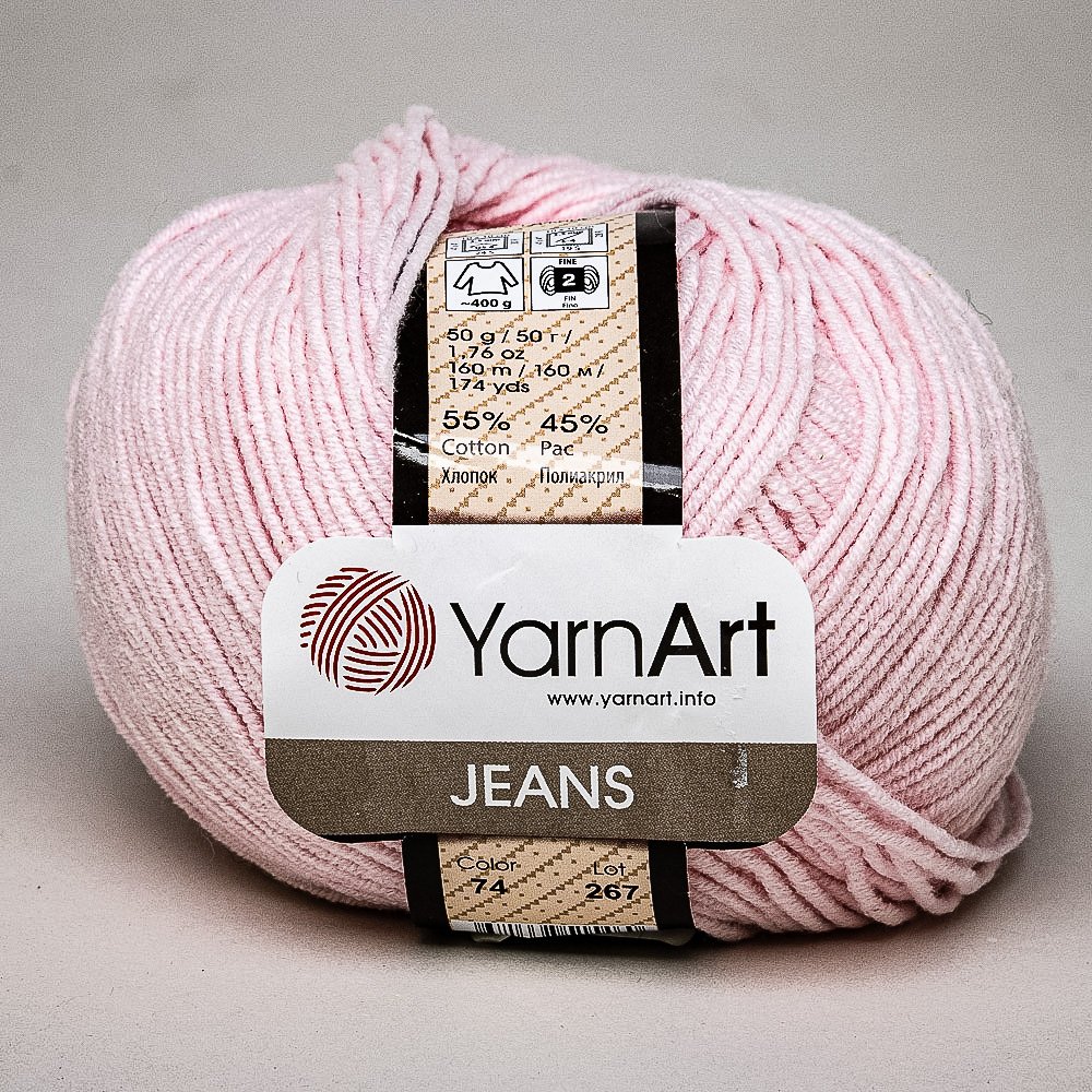 Pletací / háčkovací příze YarnArt GINA / JEANS 74 světle růžová, jednobarevná, 50g/160m
