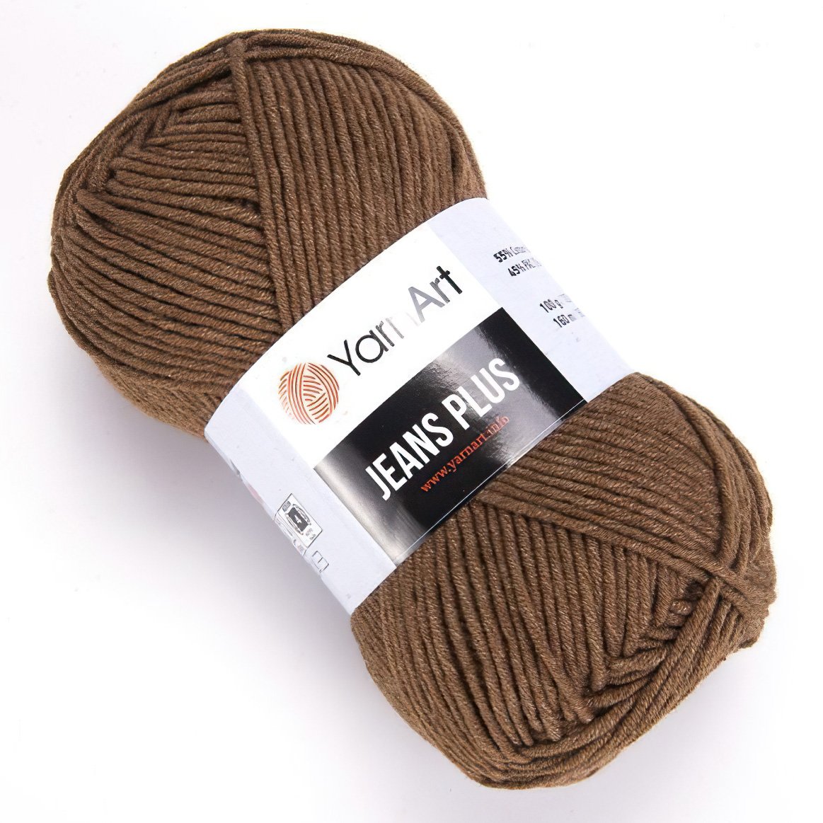 YarnArt Pletací / háčkovací příze JEANS PLUS 40 hnědá, jednobarevná, 100g/160m