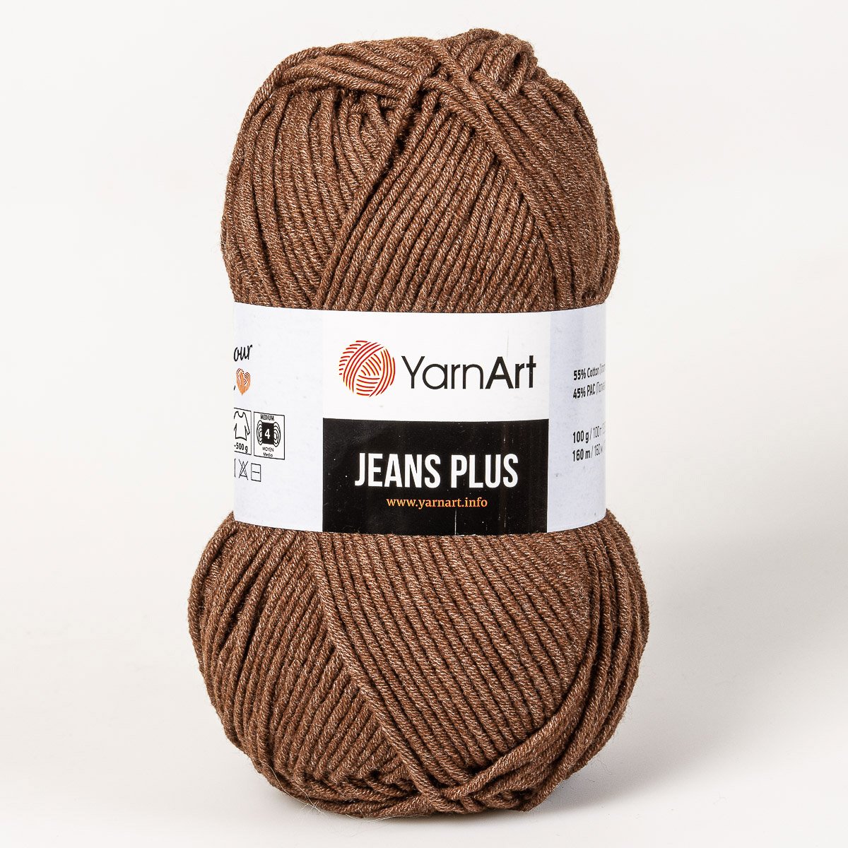 YarnArt pletací / háčkovací příze YarnArt JEANS PLUS 70 tmavě hnědá, jednobarevná, 100g/160m