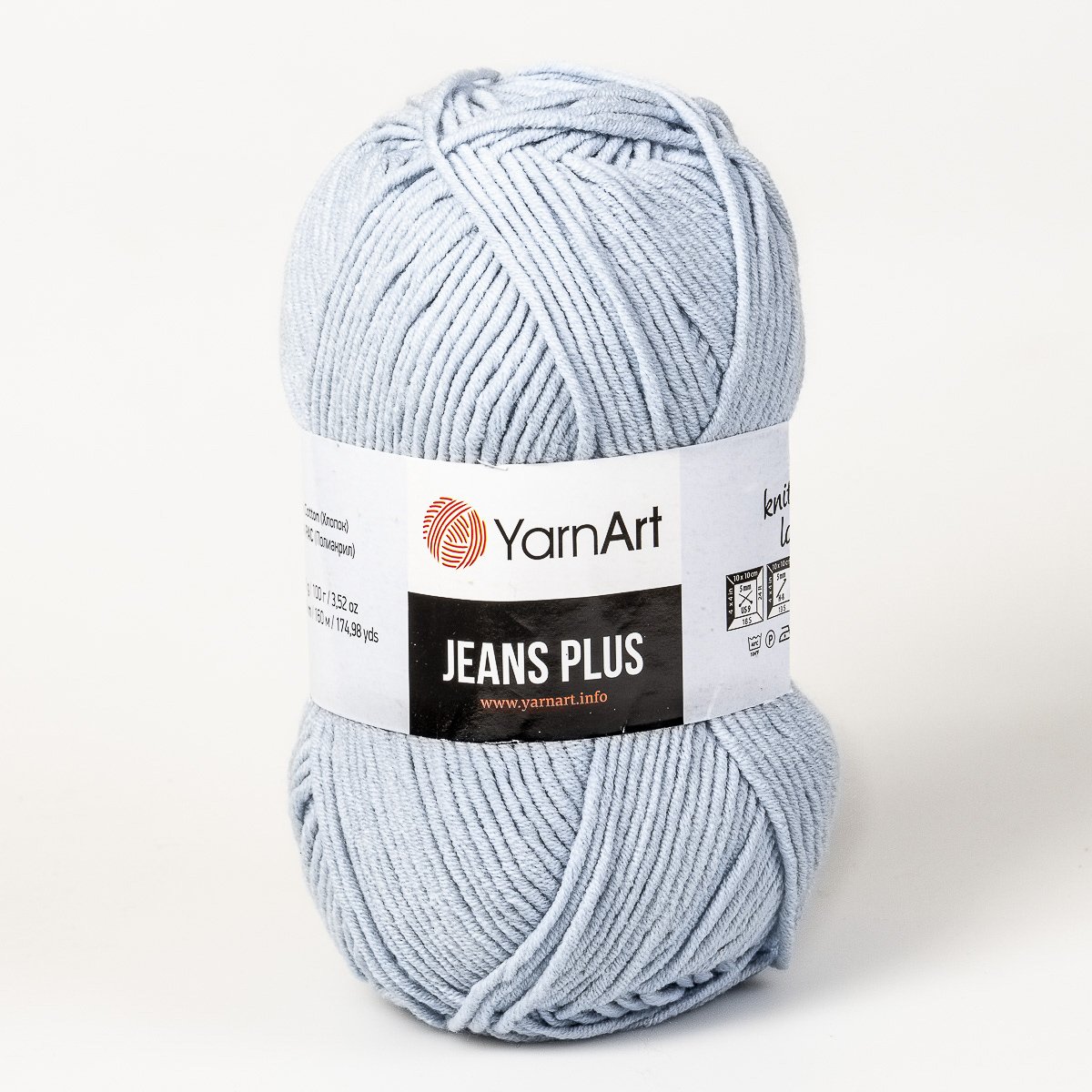 YarnArt pletací / háčkovací příze YarnArt JEANS PLUS 75 světle modrá, jednobarevná, 100g/160m
