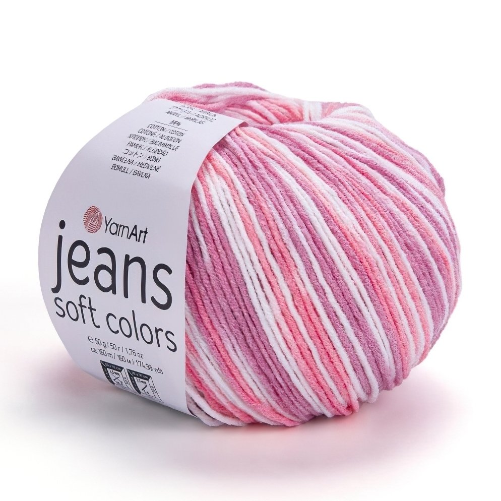 Pletací / háčkovací příze YarnArt JEANS SOFT COLORS 6206 růžová, melírovaná, 50g/160m