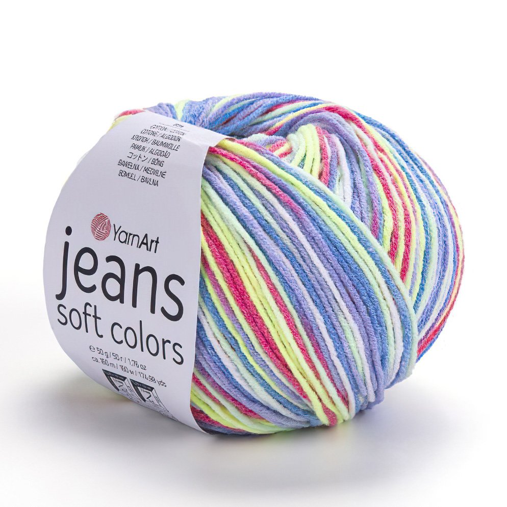 Pletací / háčkovací příze YarnArt JEANS SOFT COLORS 6207 vícebarevná, melírovaná, 50g/160m