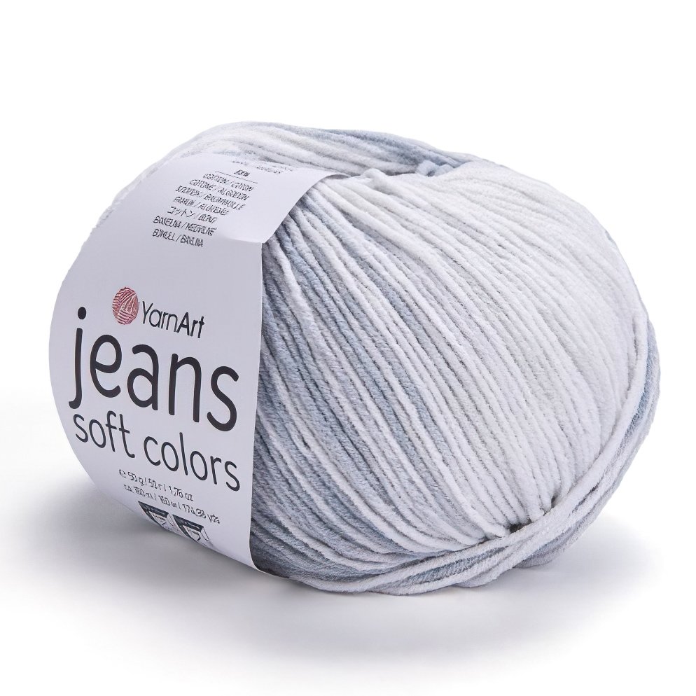 Pletací / háčkovací příze YarnArt JEANS SOFT COLORS 6208 šedá, melírovaná, 50g/160m