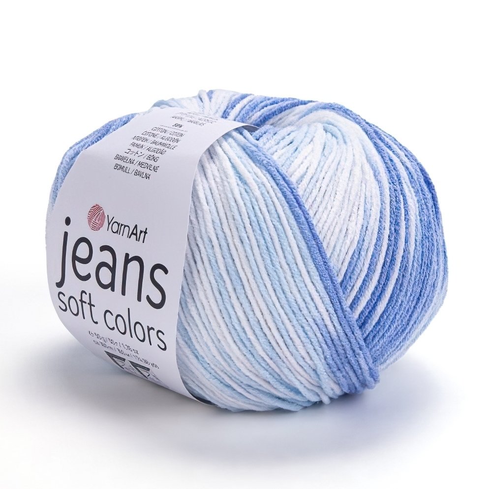 Pletací / háčkovací příze YarnArt JEANS SOFT COLORS 6213 modrá melírovaná, 50g/160m