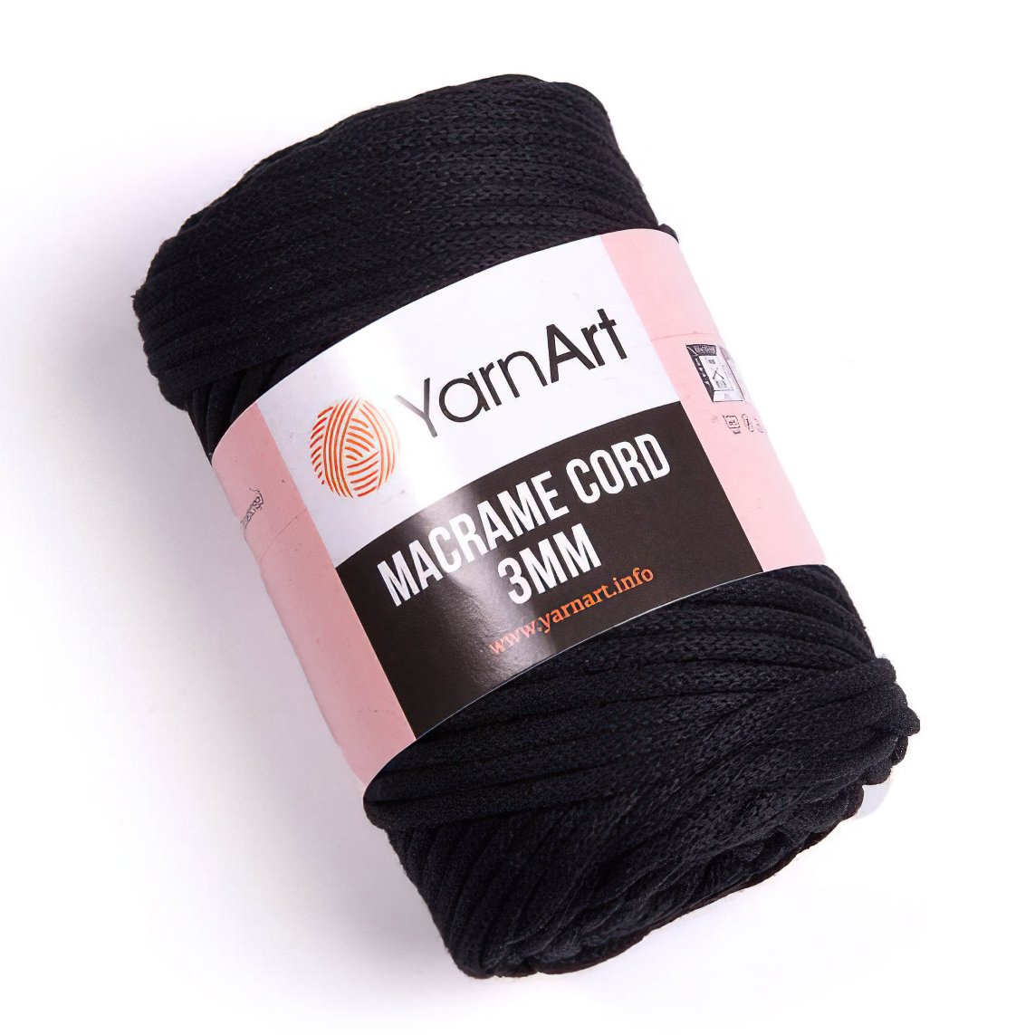 Pletací / háčkovací příze YarnArt MACRAME CORD 3mm 750 černá, jednobarevná 250g/85m