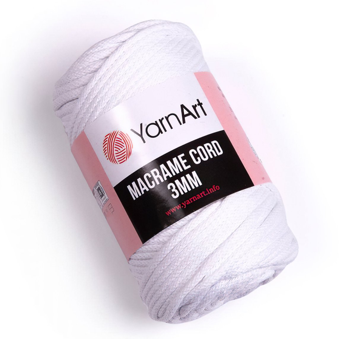 Pletací / háčkovací příze YarnArt MACRAME CORD 3mm 751 bílá, jednobarevná 250g/85m