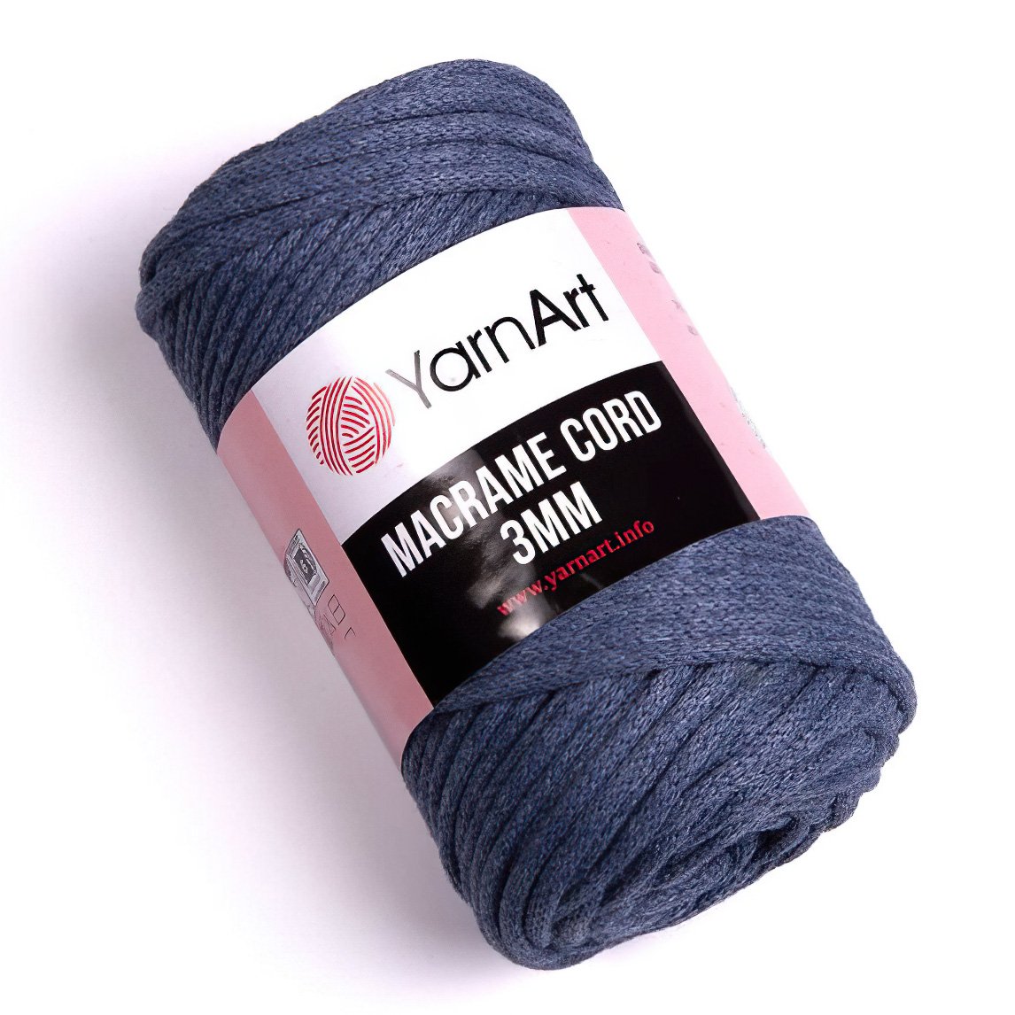 Pletací / háčkovací příze YarnArt MACRAME CORD 3mm 761 jeansově modrá, jednobarevná 250g/85m