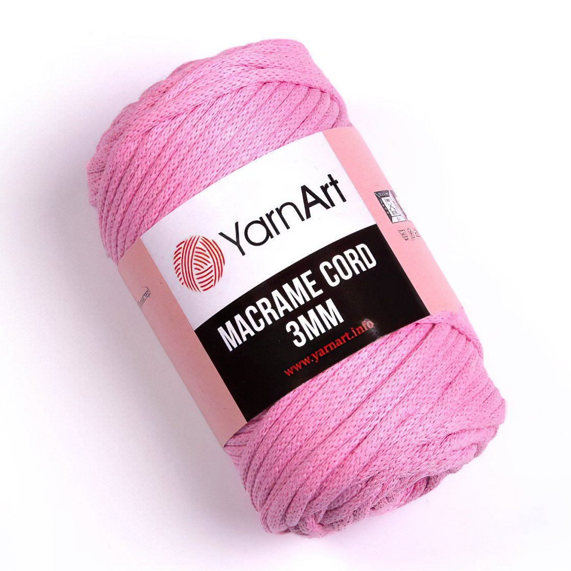 Pletací / háčkovací příze YarnArt MACRAME CORD 3mm 762 světle růžová, jednobarevná 250g/85m