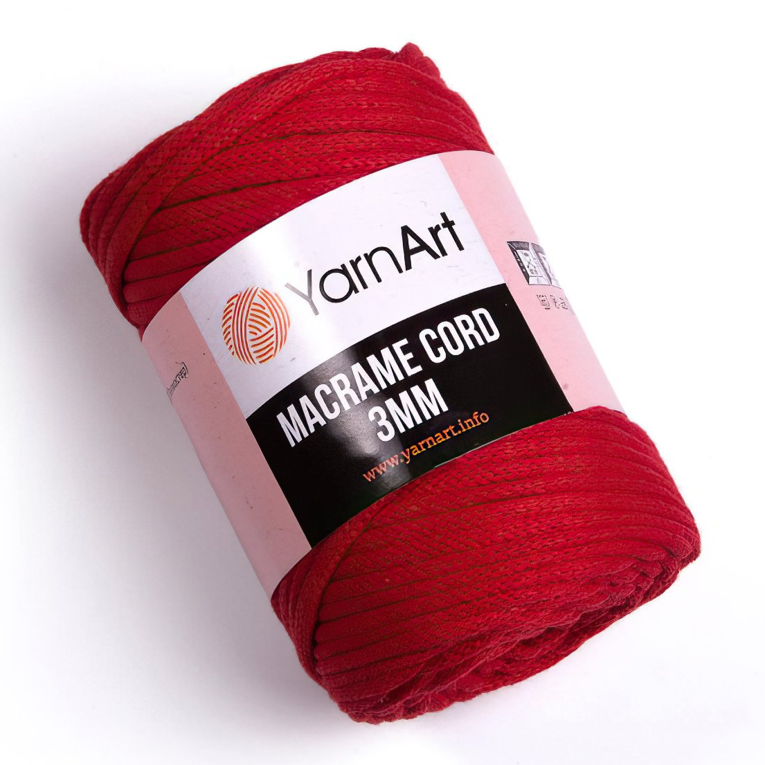 Pletací / háčkovací příze YarnArt MACRAME CORD 3mm 773 červená, jednobarevná 250g/85m