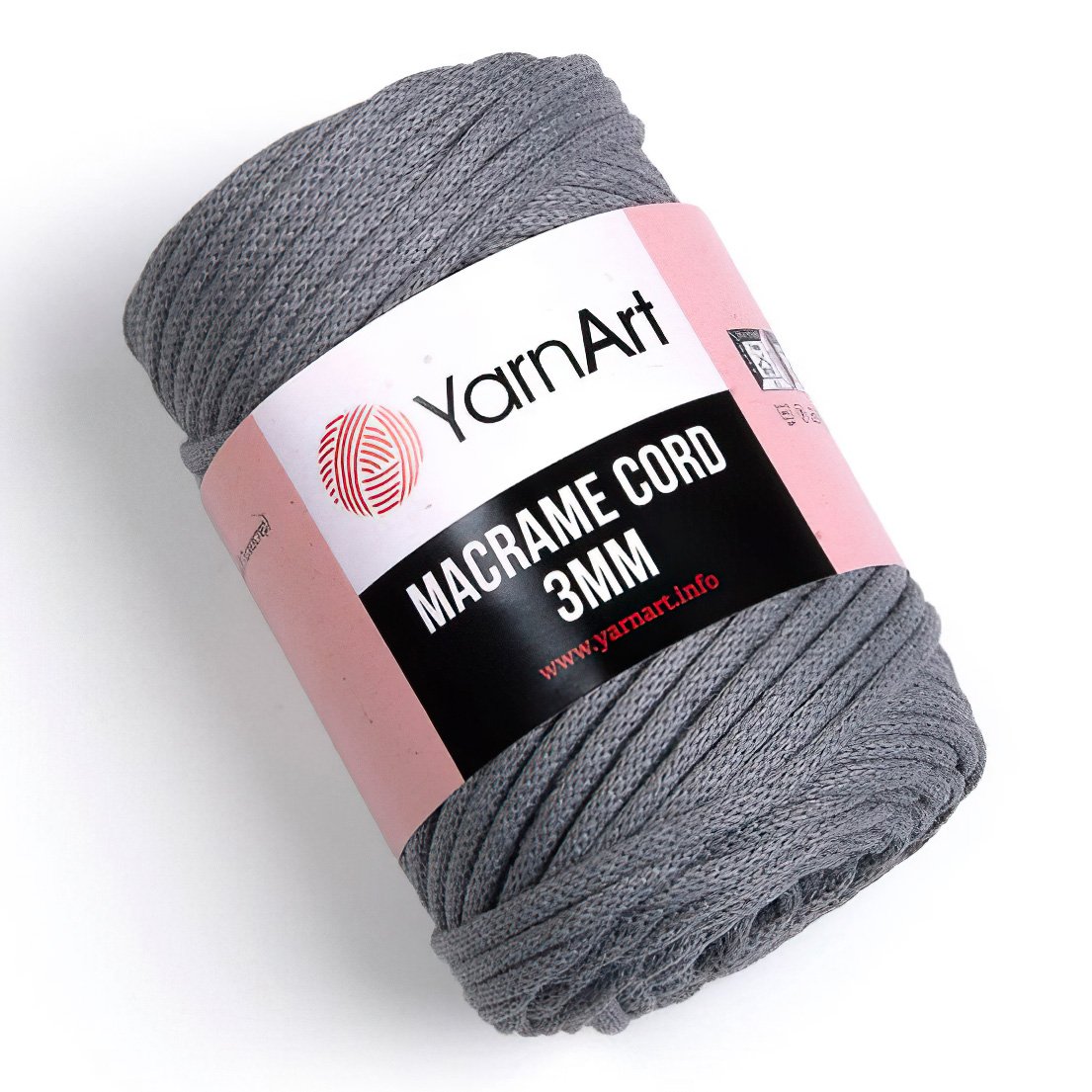 Pletací / háčkovací příze YarnArt MACRAME CORD 3mm 774 středně šedá, jednobarevná 250g/85m
