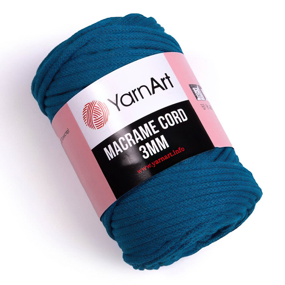 Pletací / háčkovací příze YarnArt MACRAME CORD 3mm 789 petrolejově modrá, jednobarevná 250g/85m