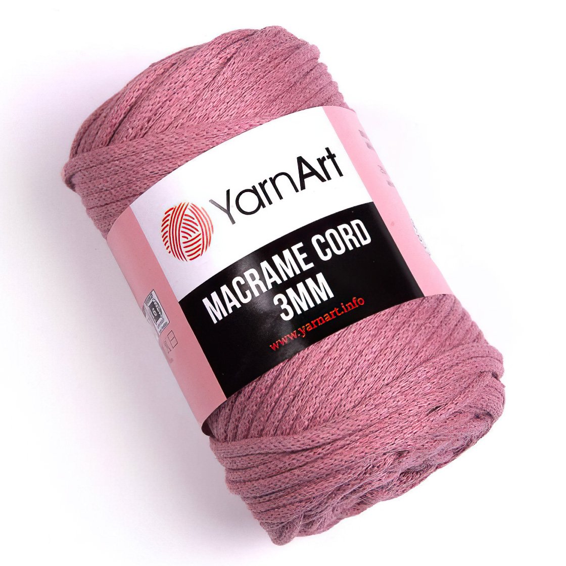 Pletací / háčkovací příze YarnArt MACRAME CORD 3mm 792 starorůžová, jednobarevná 250g/85m