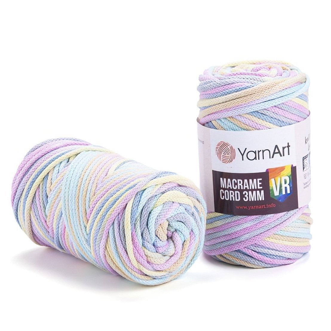 Pletací / háčkovací příze YarnArt MACRAME CORD VR 3mm 929 sladká fialovo-modrá, melírovaná 250g/85m