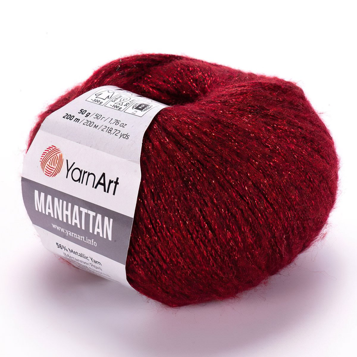 Pletací / háčkovací příze YarnArt MANHATTAN 913 metalická červená, efektní, 50g/200m