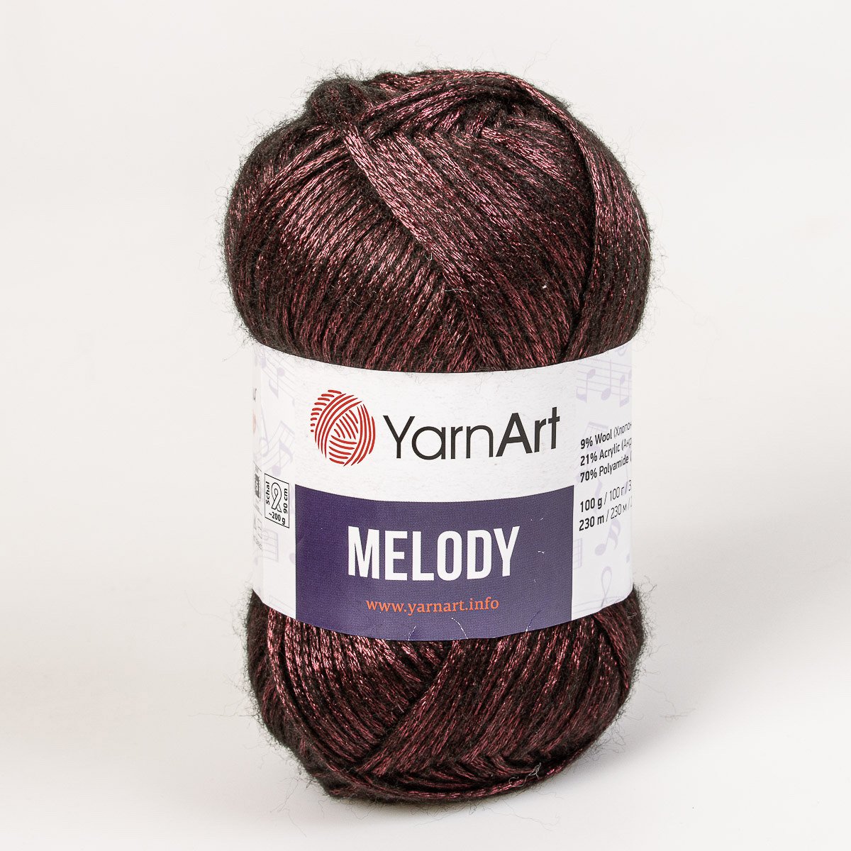 Pletací / háčkovací příze YarnArt MELODY 888 vínová, efektní, 100g/230m