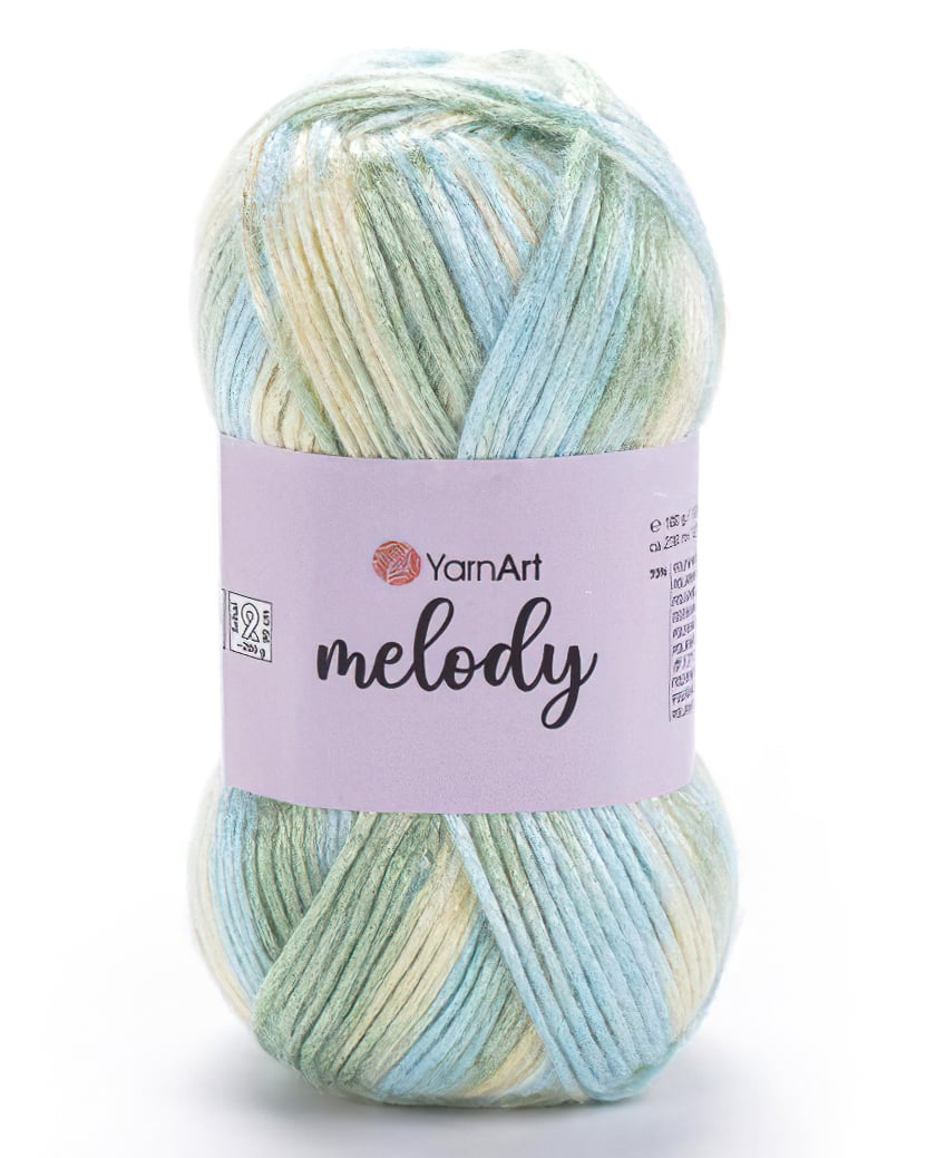 Pletací / háčkovací příze YarnArt MELODY 909 modro-zeleno-žlutá, efektní, 100g/230m