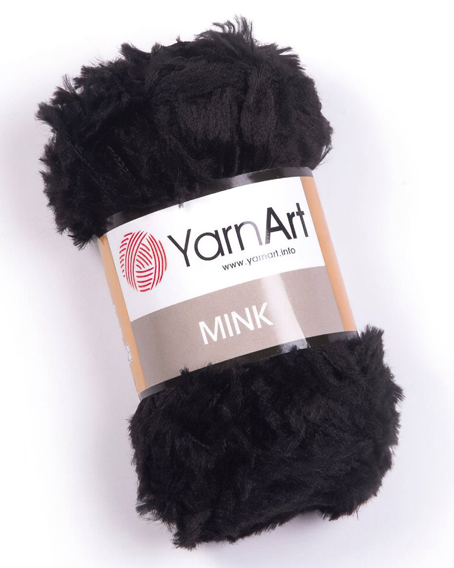 Pletací / háčkovací příze YarnArt MINK 346 černá, kožešinový efekt, jednobarevná 50g/75m