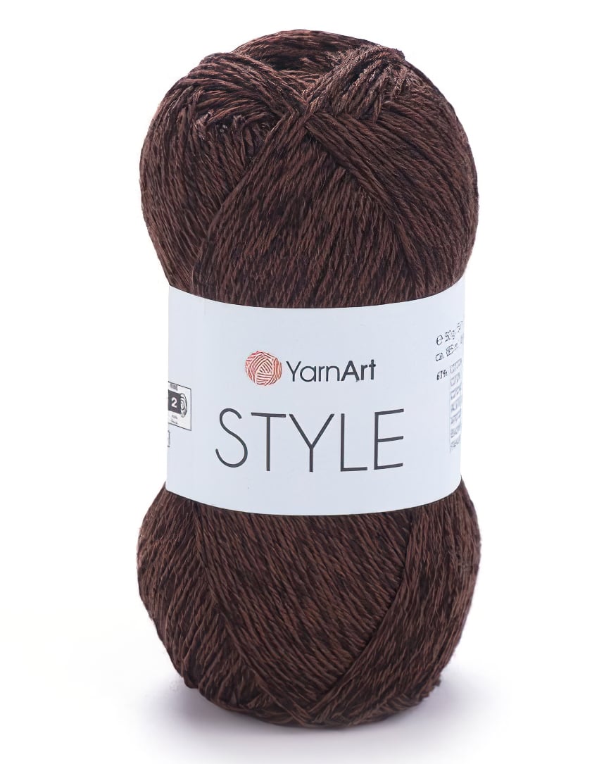 Levně Pletací / háčkovací příze YarnArt STYLE 672 hnědá, jednobarevná, viskózová, 50g/185m