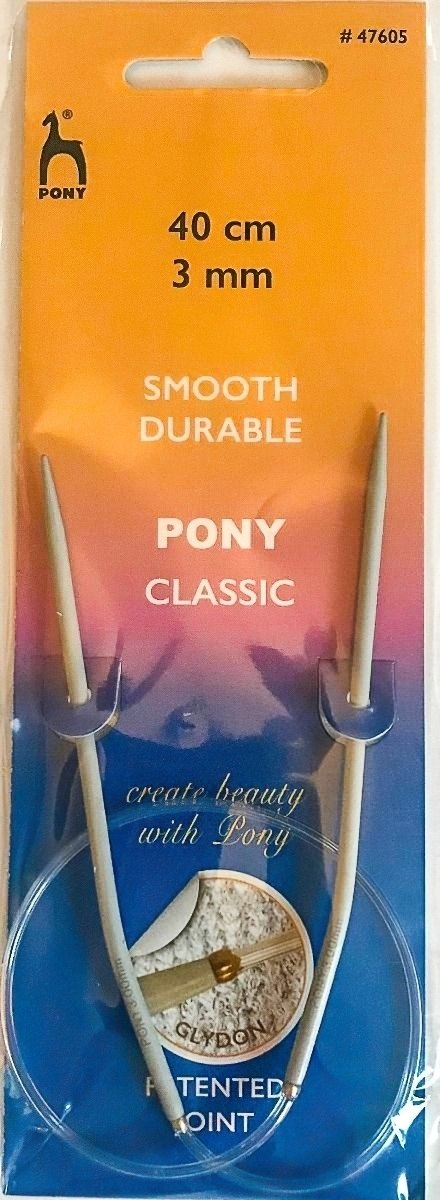 Storex Pletací jehlice PONY, hliníkové, kruhové, 1 kus, délka 40cm, velikost 3mm