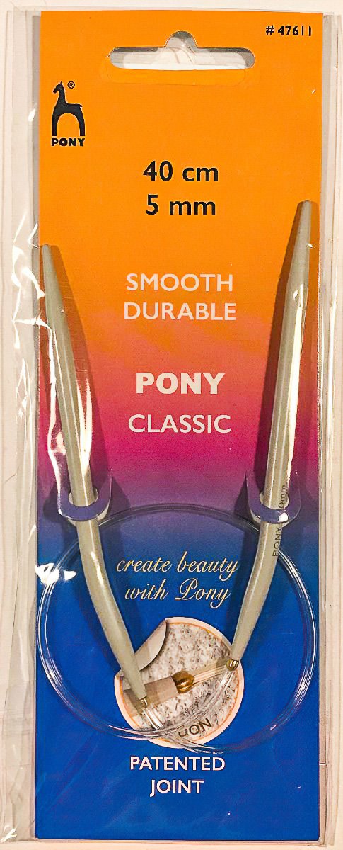 Storex Pletací jehlice PONY, hliníkové, kruhové, 1 kus, délka 40cm, velikost 5mm