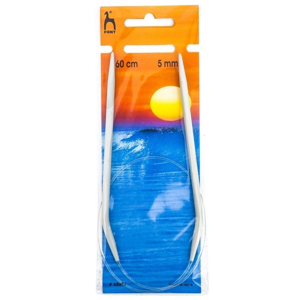 Storex Pletací jehlice PONY, hliníkové, kruhové, 1 kus, délka 60cm, velikost 5mm