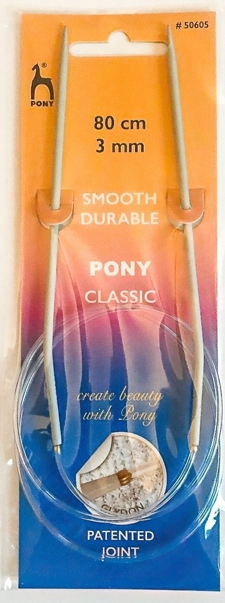 Storex Pletací jehlice PONY, hliníkové, kruhové, 1 kus, délka 80cm, velikost 3mm