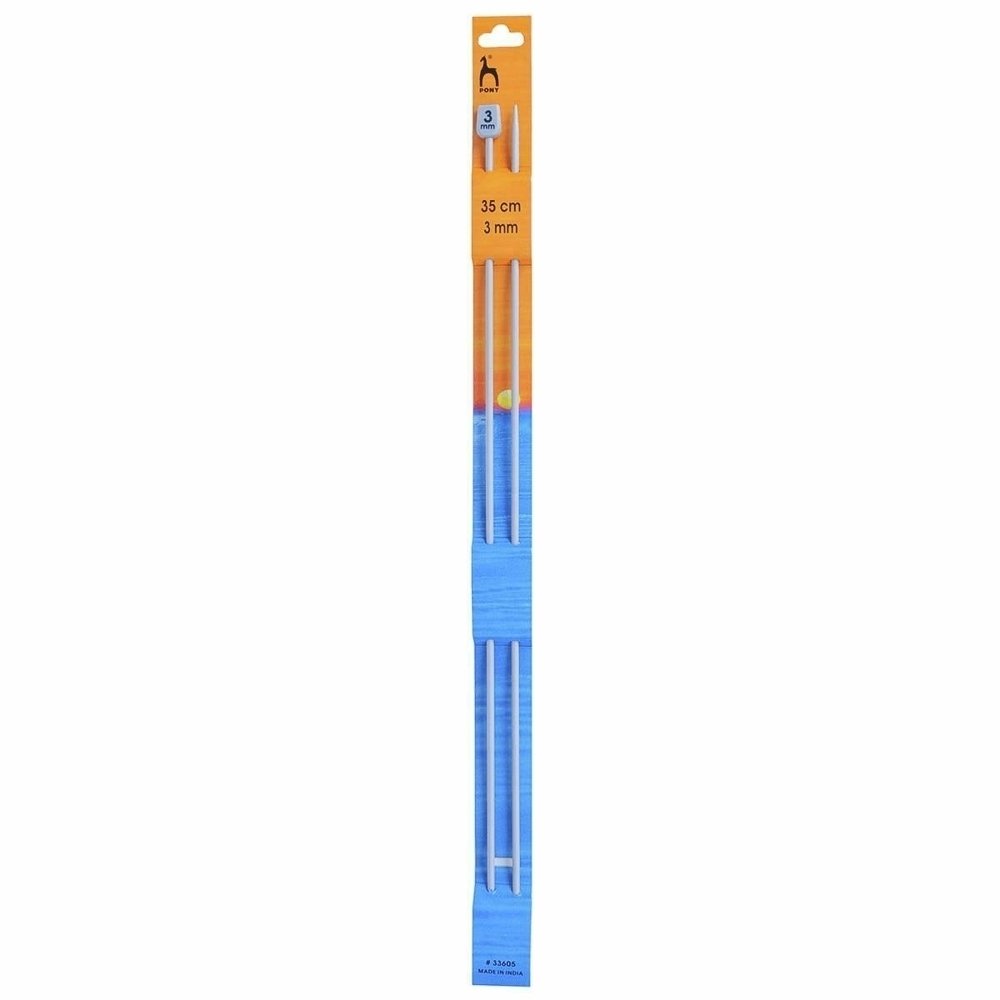 Storex Pletací jehlice PONY, hliníkové, rovné, 2 kusy, délka 35cm, velikost 3mm