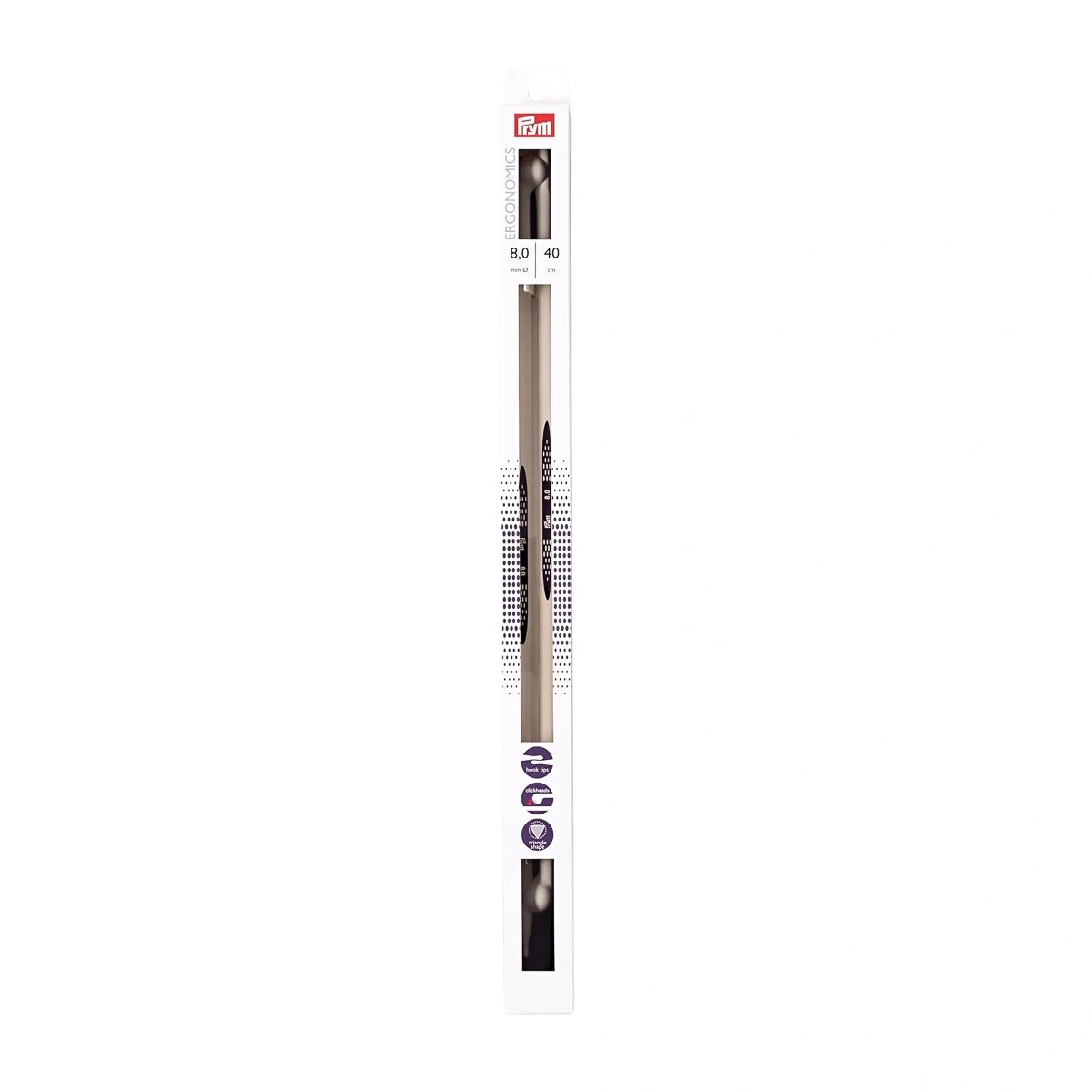 Prym pletací jehlice PRYM ERGO 190411, ergonomické plastové, rovné, 2 kusy, délka 40cm, velikost 8mm