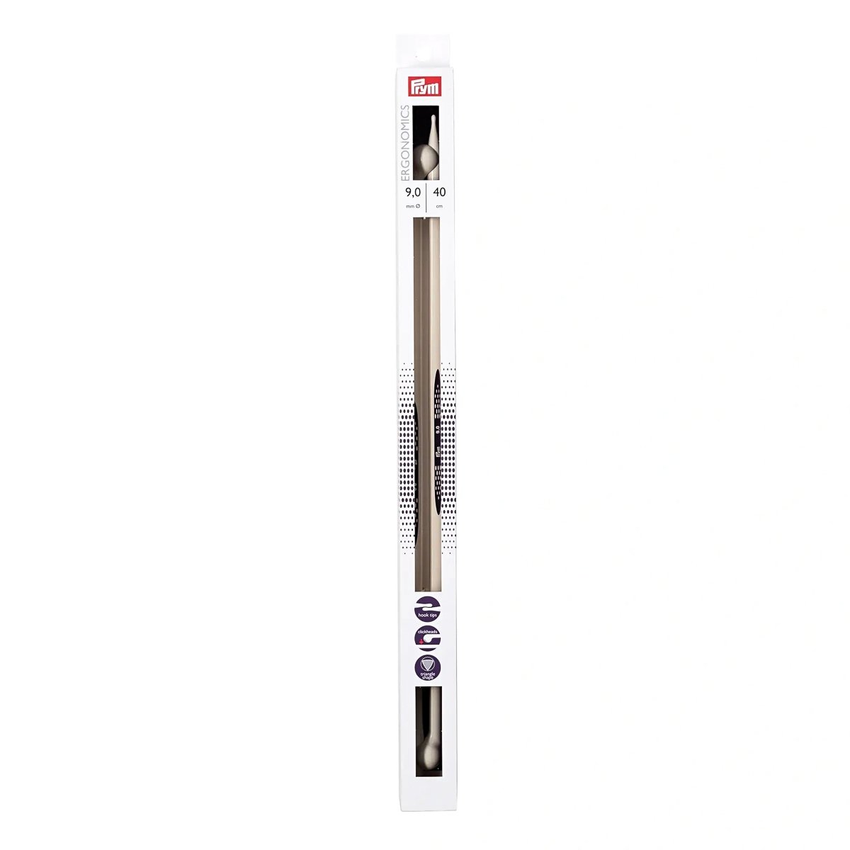 Prym pletací jehlice PRYM ERGO 190412, ergonomické plastové, rovné, 2 kusy, délka 40cm, velikost 9mm