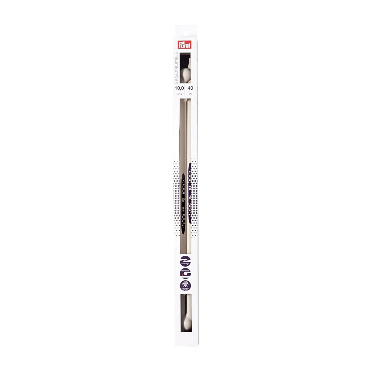Prym pletací jehlice PRYM ERGO 190413, ergonomické plastové, rovné, 2 kusy, délka 40cm, velikost 10mm