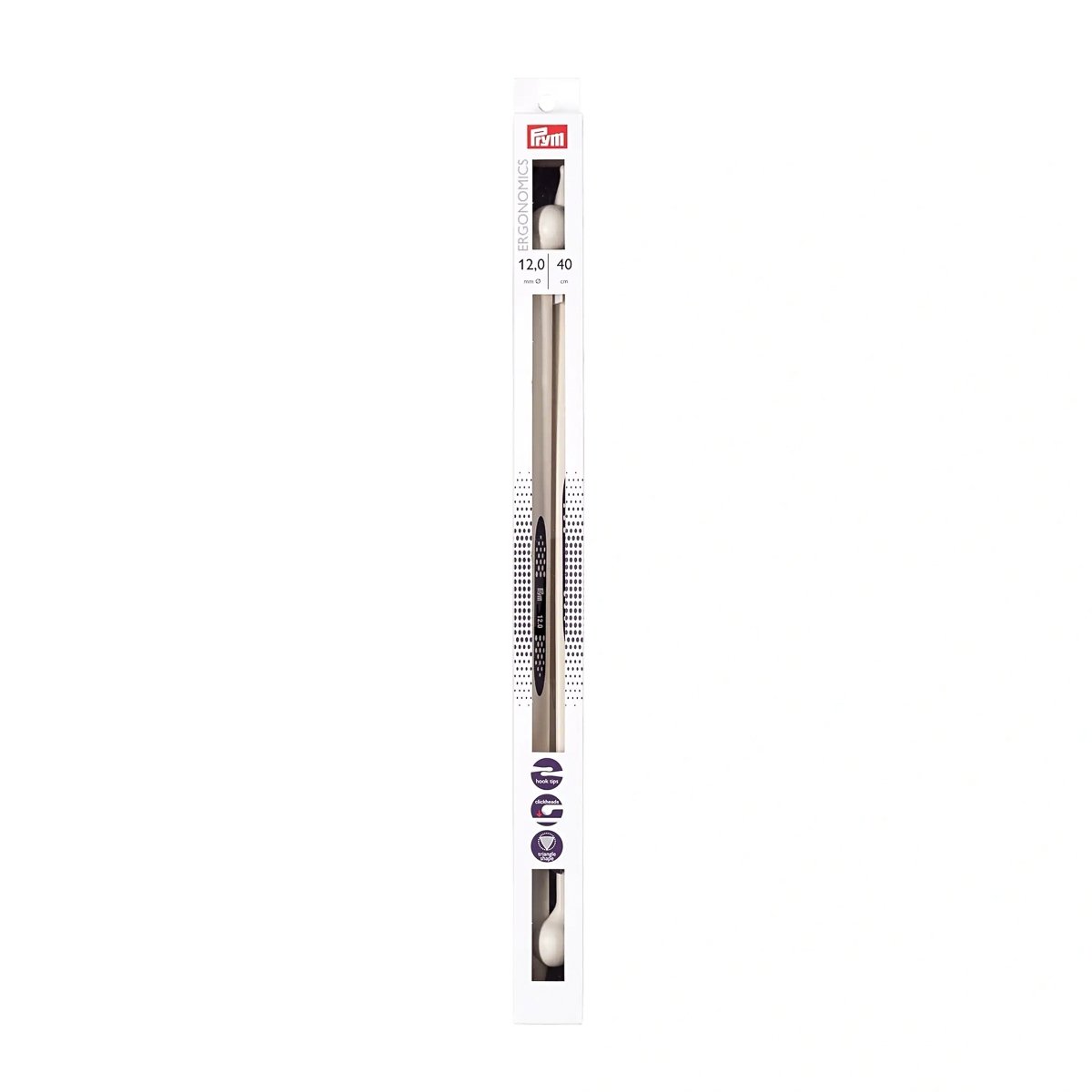 Prym pletací jehlice PRYM ERGO 190414, ergonomické plastové, rovné, 2 kusy, délka 40cm, velikost 12mm