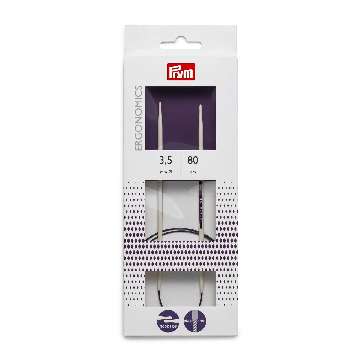Prym pletací jehlice PRYM ERGO 215813, ergonomické plastové, kruhové, 1 kus, délka 80cm, velikost 3,5mm