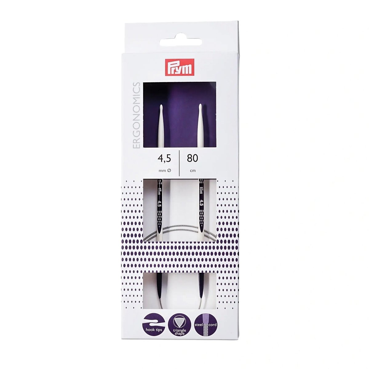 Prym pletací jehlice PRYM ERGO 215805, ergonomické plastové, kruhové, 1 kus, délka 80cm, velikost 4,5mm