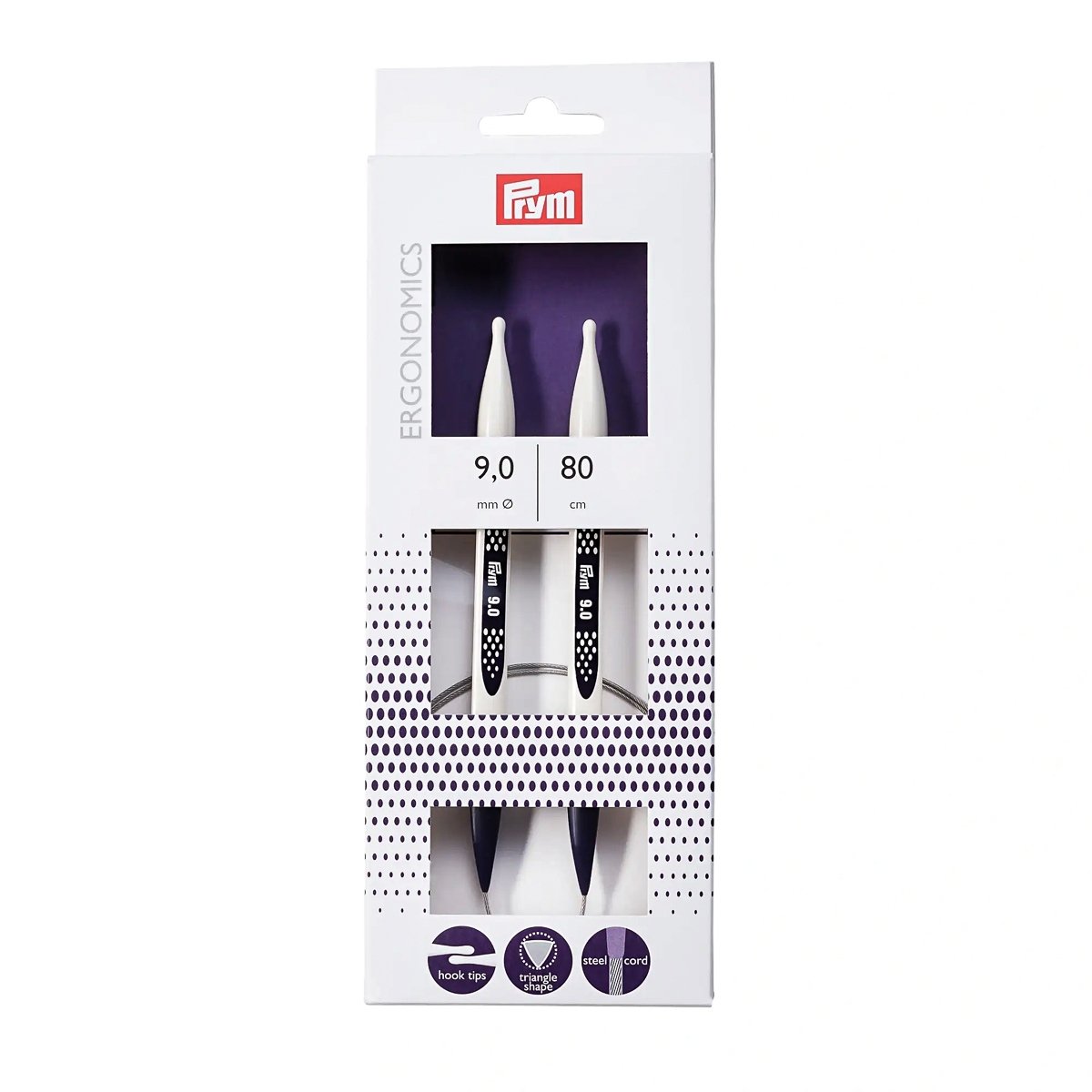 Prym pletací jehlice PRYM ERGO 215812, ergonomické plastové, kruhové, 1 kus, délka 80cm, velikost 9mm