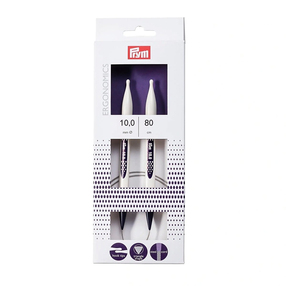 Prym pletací jehlice PRYM ERGO 215813, ergonomické plastové, kruhové, 1 kus, délka 80cm, velikost 10mm