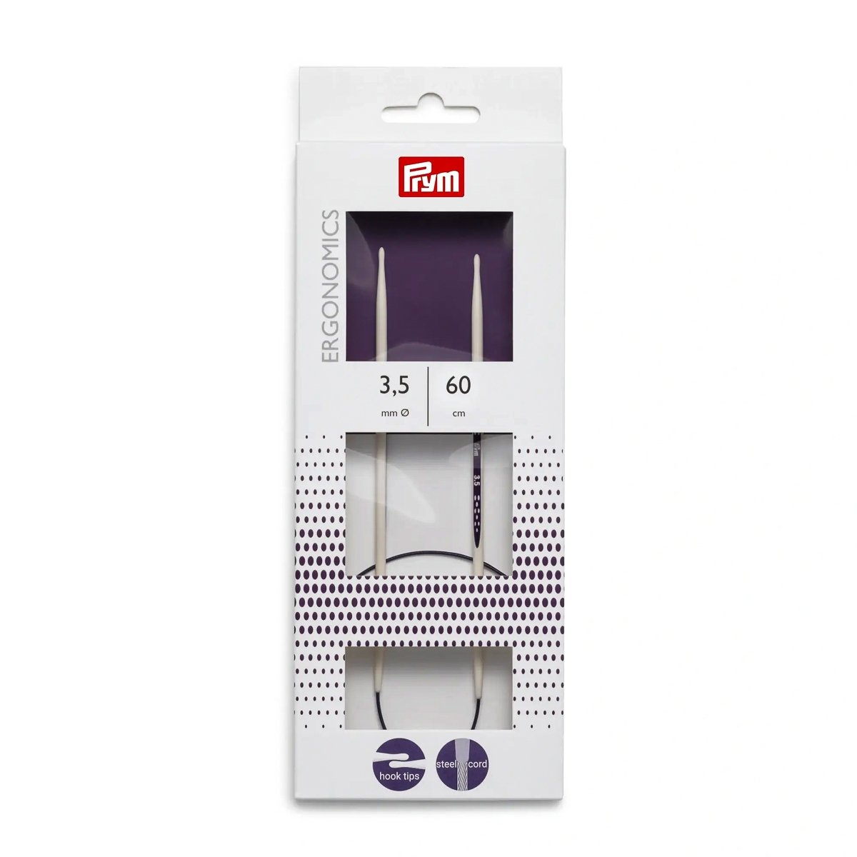 Prym pletací jehlice PRYM ERGO 215603, ergonomické plastové, kruhové, 1 kus, délka 60cm, velikost 3,5mm