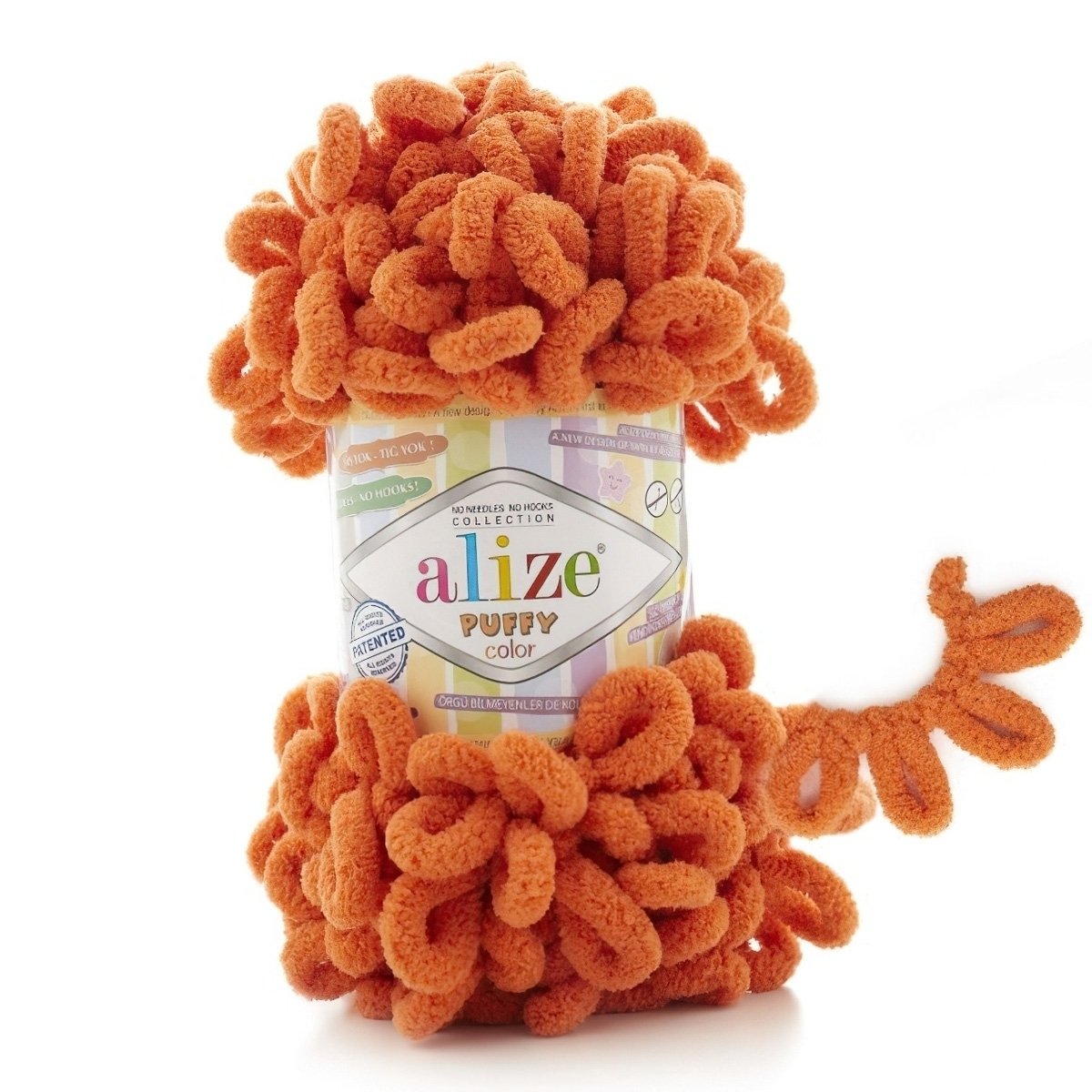 Pletací příze Alize PUFFY 006 tmavá oranžová, efektní, 100g/9,2m