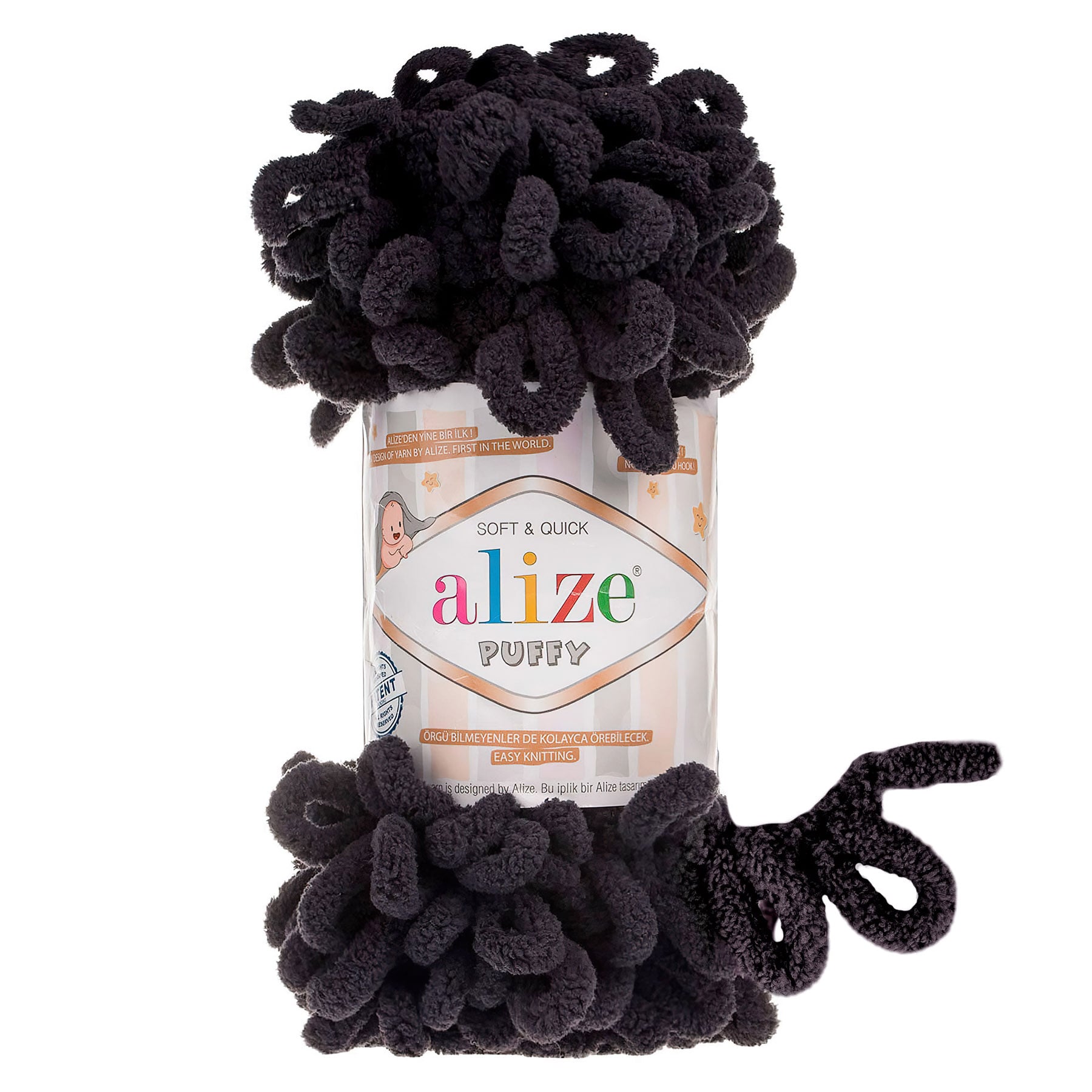 Pletací příze Alize PUFFY 1060 černá, efektní, 100g/9,2m