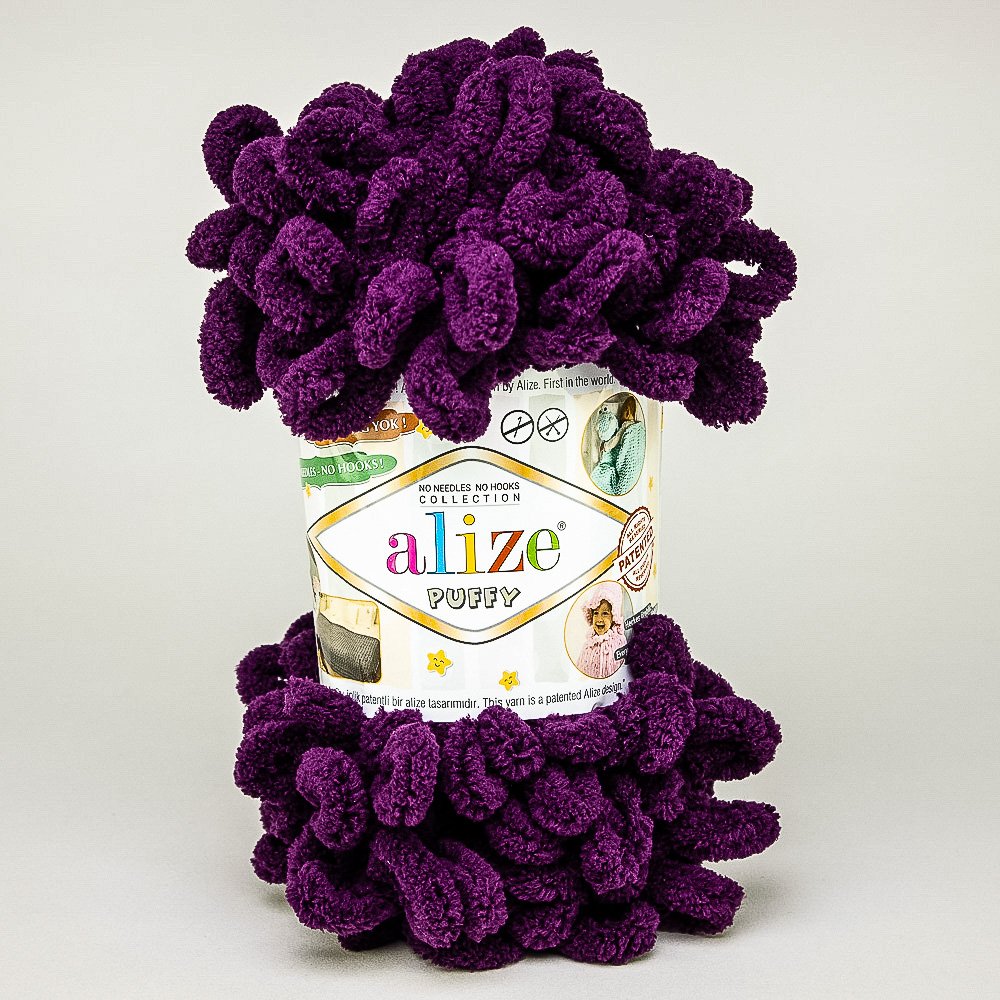 Pletací příze Alize PUFFY 111 tmavě fialová, efektní, 100g/9,2m