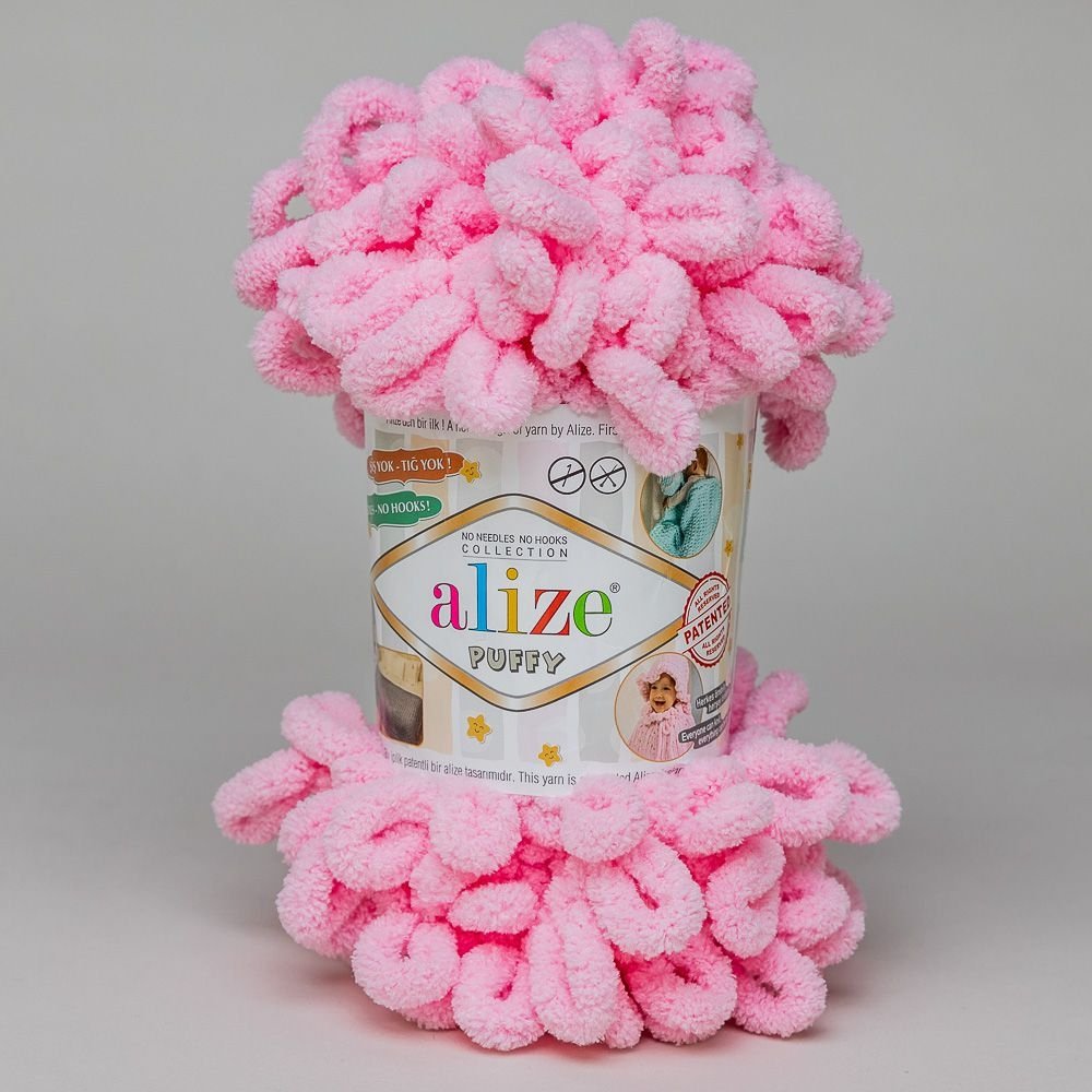 Pletací příze Alize PUFFY 185 růžová, efektní, 100g/9,2m
