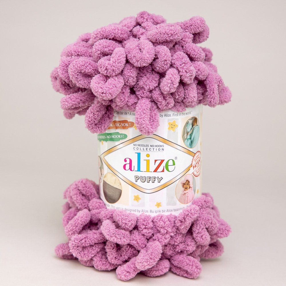 Pletací příze Alize PUFFY 28 tmavá starorůžová, efektní, 100g/9,2m