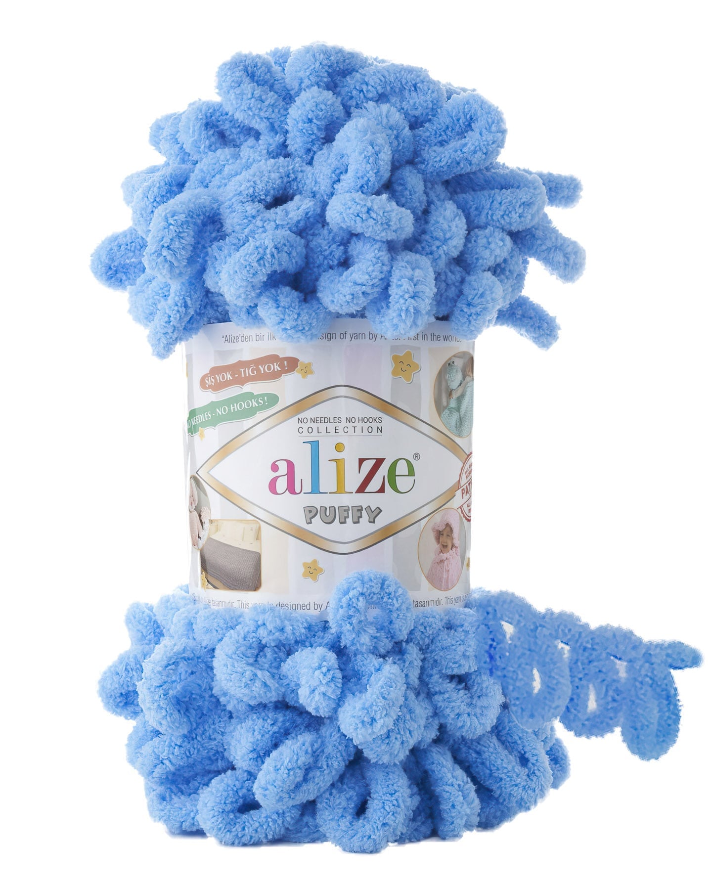 Pletací příze Alize PUFFY 289 blankytně modrá, efektní, 100g/9,2m