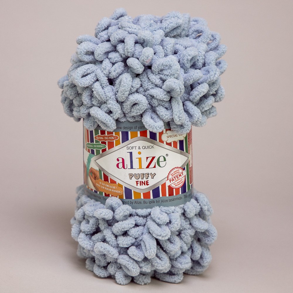 Pletací příze Alize PUFFY FINE 500 šedomodrá, efektní, 100g/14m