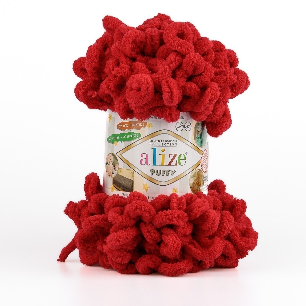 Pletací příze Alize PUFFY 56 červená, efektní, 100g/9,2m