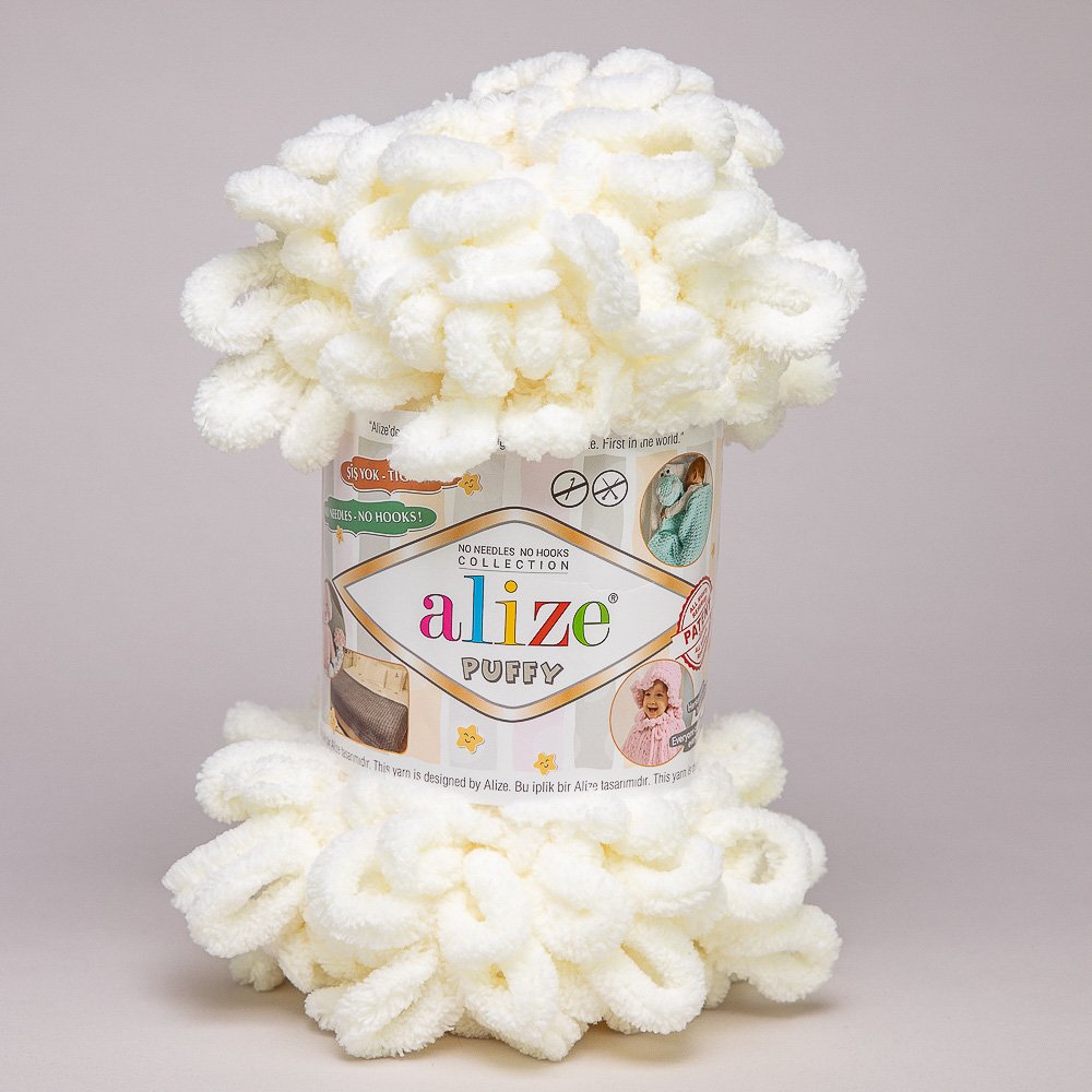 Pletací příze Alize PUFFY 62 smetanová, efektní, 100g/9,2m