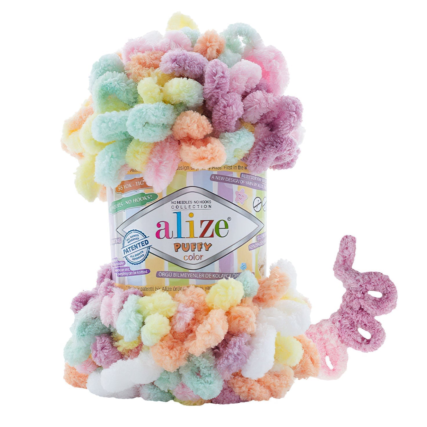 Pletací příze Alize PUFFY COLOR 6527 multicolor melír, efektní, 100g/9m